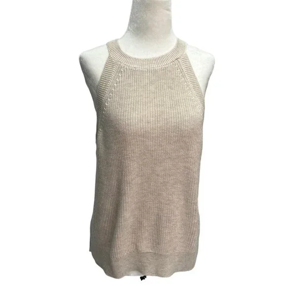 ♥️SOLD♥️𝅺Gentle Fawn Jasper Halter Neck Ribbed Strappy Crochet Top Cream Size L - Picture 2 of 10
